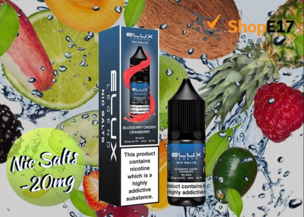 Elux Legend 10ml E-Liquids BLUEBERRY CHERRY CRANBERRY Nic Salts -20mg