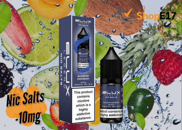 Elux Legend 10ml E-Liquids BLUEBERRY RASPBERRY Nic Salts -10mg