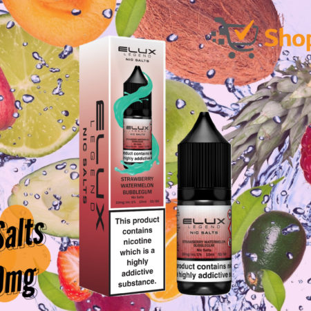 Elux Legend 10ml E-Liquids STRAWBERRY WATERMELON BUBBLEGUM Nic Salts -10mg