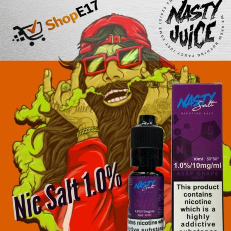 Nasty Salt Asap Grape E-Liquid 1.0% Nic Salt 20mgml