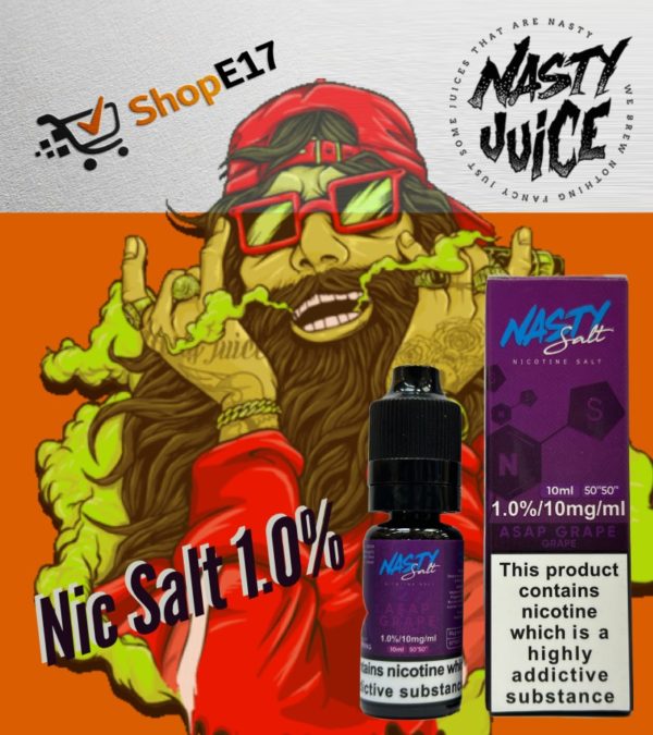 Nasty Salt Asap Grape E-Liquid 1.0% Nic Salt 20mgml