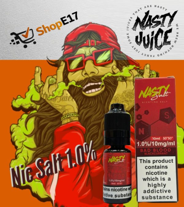 Nasty Salt Bad Blood E-Liquid 1.0% Nic Salt 20mgml