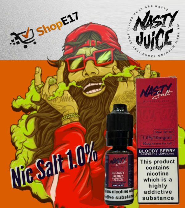 Nasty Salt Bloody Berry E-Liquid 1.0% Nic Salt 20mgml