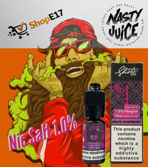 Nasty Salt Grape Raspberry E-Liquid 1.0% Nic Salt 20mgml