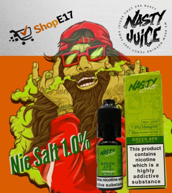 Nasty Salt Green Ape E-Liquid 1.0% Nic Salt 20mgml