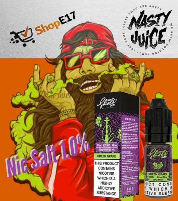 Nasty Salt Green Grape E-Liquid 1.0% Nic Salt 10mgml