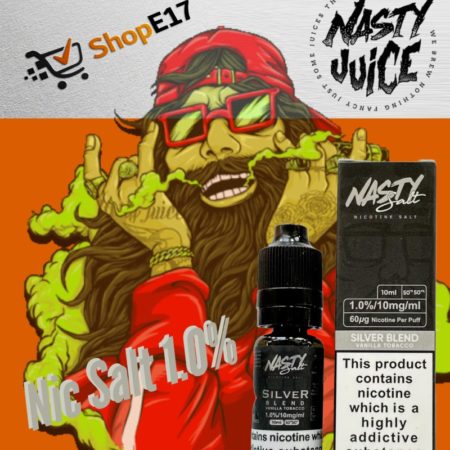 Nasty Salt Silver Blend E-Liquid 1.0% Nic Salt 20mgml