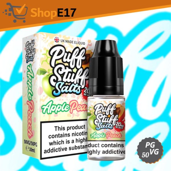 Puff Stuff E Liquid Juice British Apple Peach Nic Salt 20