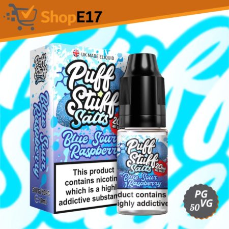 Puff Stuff E Liquid Juice British Blue Sour Raspberry Nic Salt 20