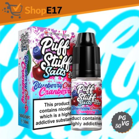 Puff Stuff E Liquid Juice British Blueberry Cherry Cranberry Nic Salt 20