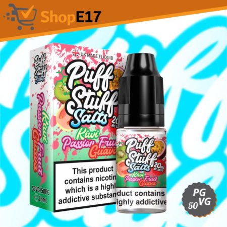 Puff Stuff E Liquid Juice British Kiwi Passion Fruit Guava Nic Salt 20