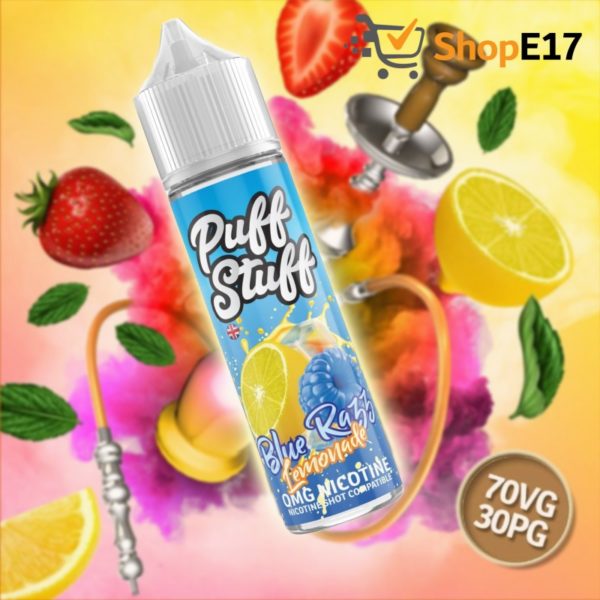 Puff Stuff Shisha OMG Blue Razz Lemonade Nic Shot Compatible 50ml