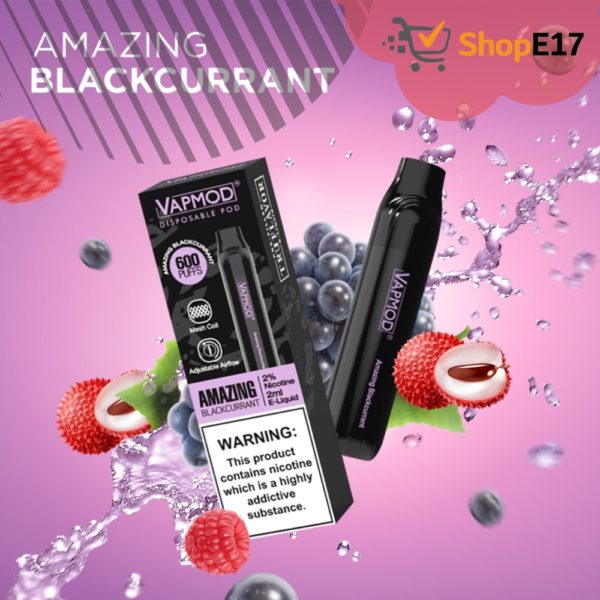 VapMod 600 Amazing Blackcurrant Nic 2% E-Liquid Disposable Vape