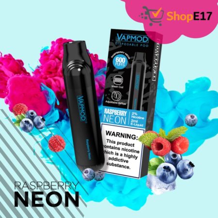 VapMod 600 Raspberry Neon Nic 2% E-Liquid Disposable Vape